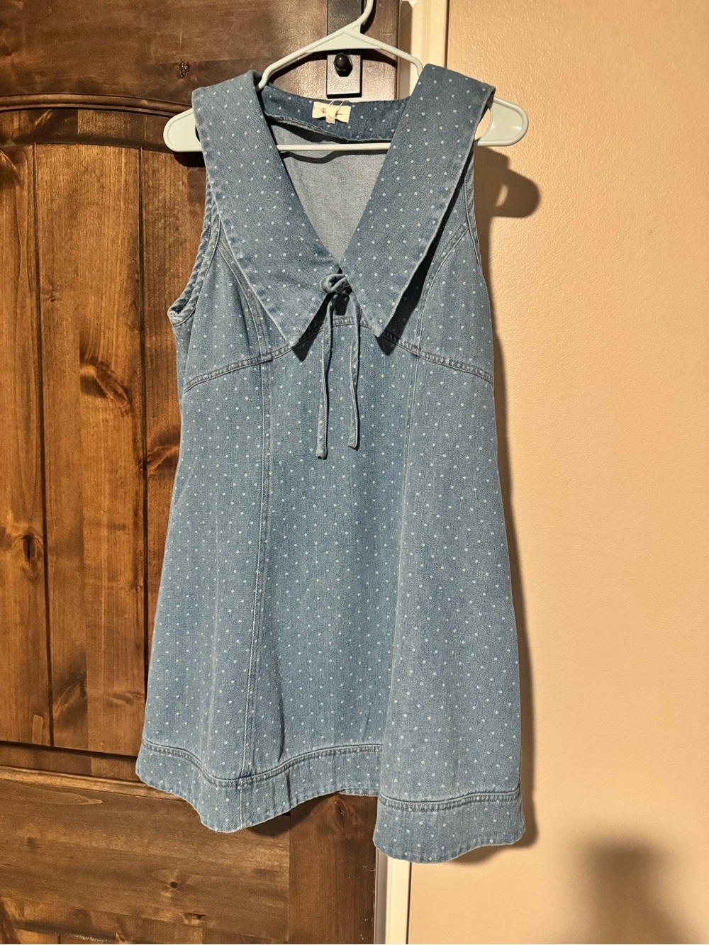 Women’s Light Blue denim Polka Dot Sailor Dress